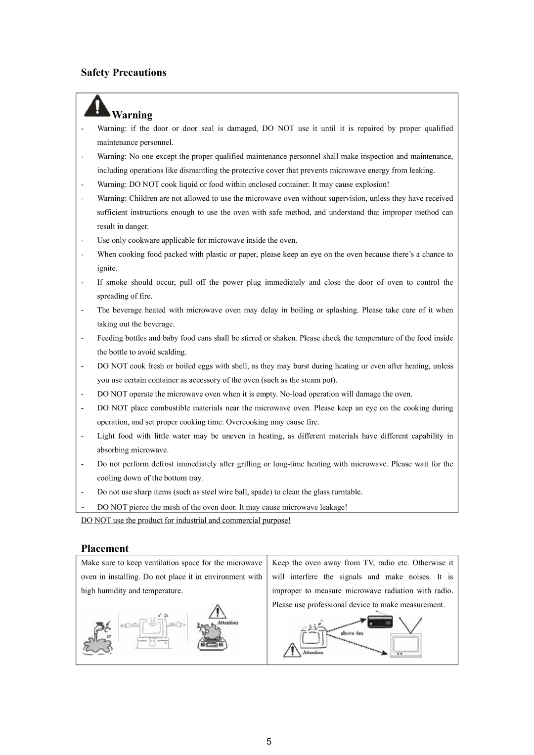 Haier MA-2270EGC user manual Placement 