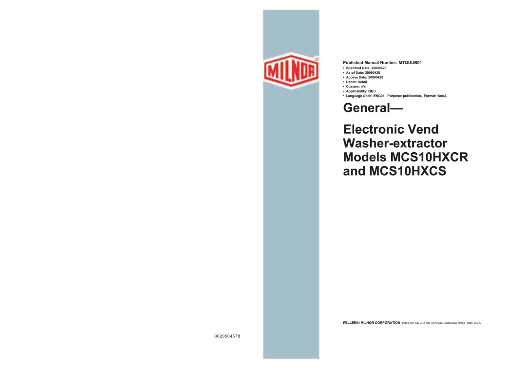 Haier MCS10HXCS, MCS10HXCR manual 0020504578 