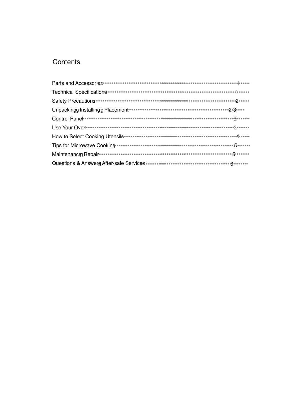 Haier MO-2270MG, MK-2270MG, MI-2270MG, MM-2270MG user manual Contents 