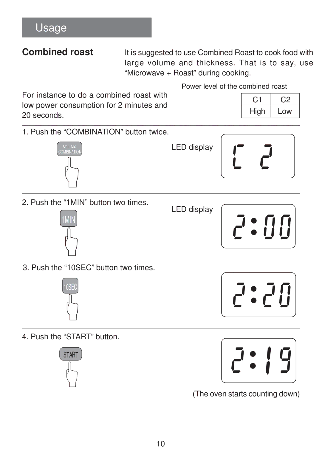 Haier MS-2480EG(SS) user manual Combined roast 