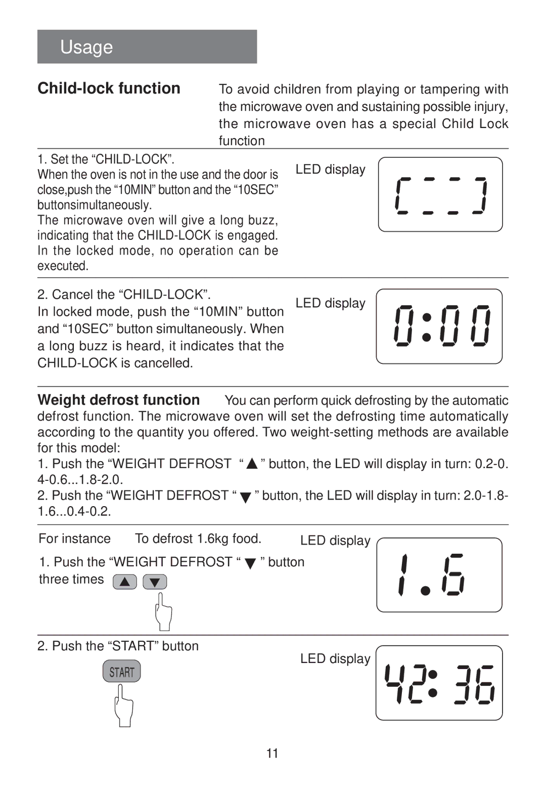 Haier MS-2480EG(SS) user manual Child-lock function 