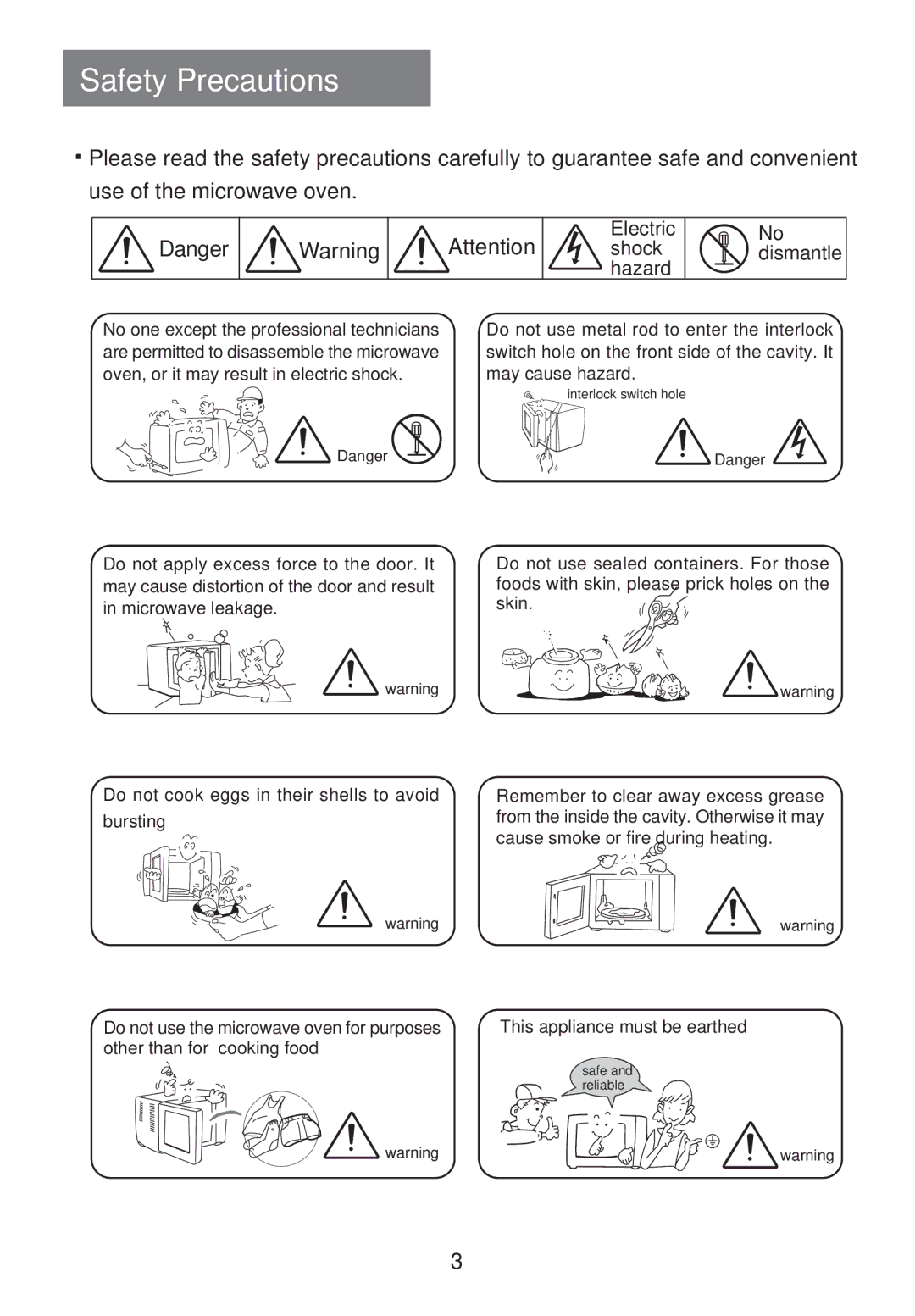 Haier MS-2480EG(SS) user manual Safety Precautions, No dismantle 