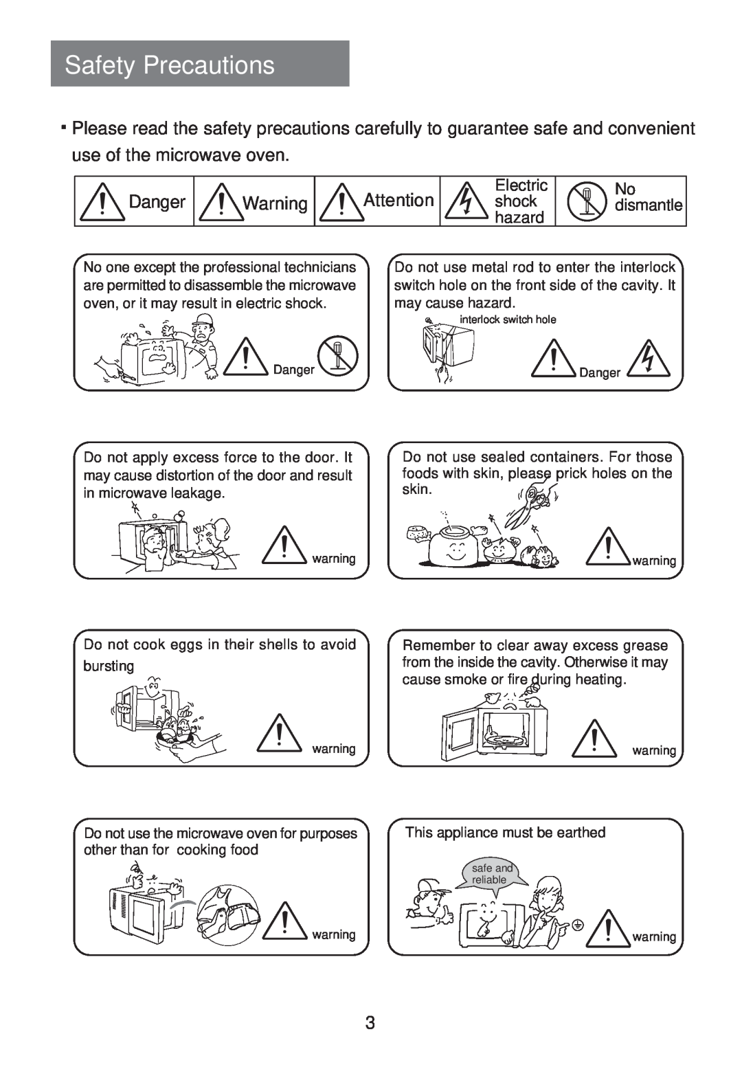 Haier MS-2480EG(SS) user manual Safety Precautions, Danger 