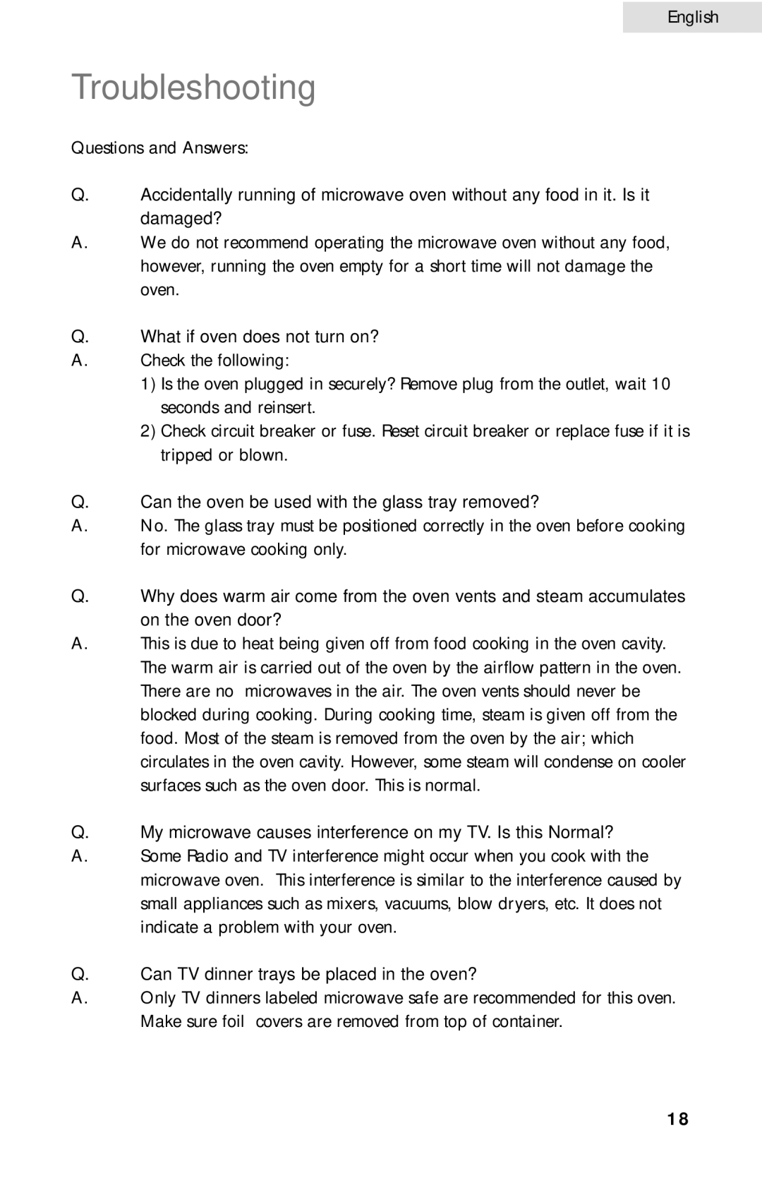 Haier MWG10081TW user manual Troubleshooting 