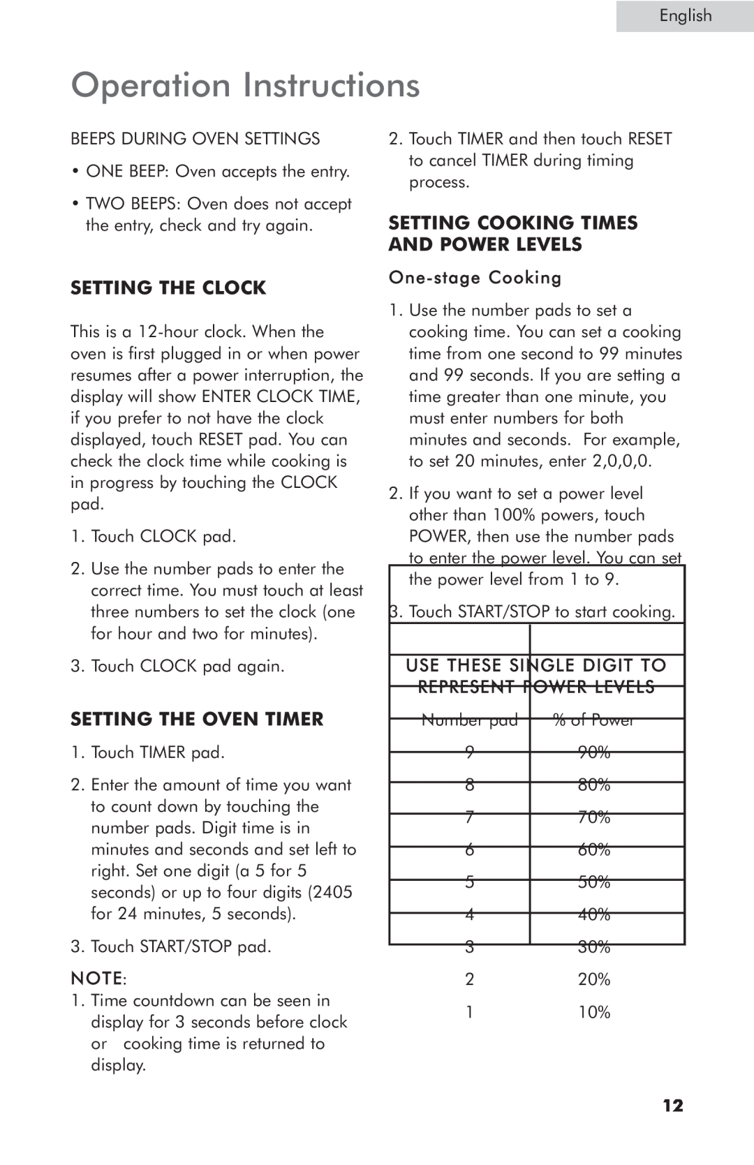 Haier MWG7047TW / B user manual Operation Instructions, Setting The Clock, Setting The Oven Timer 