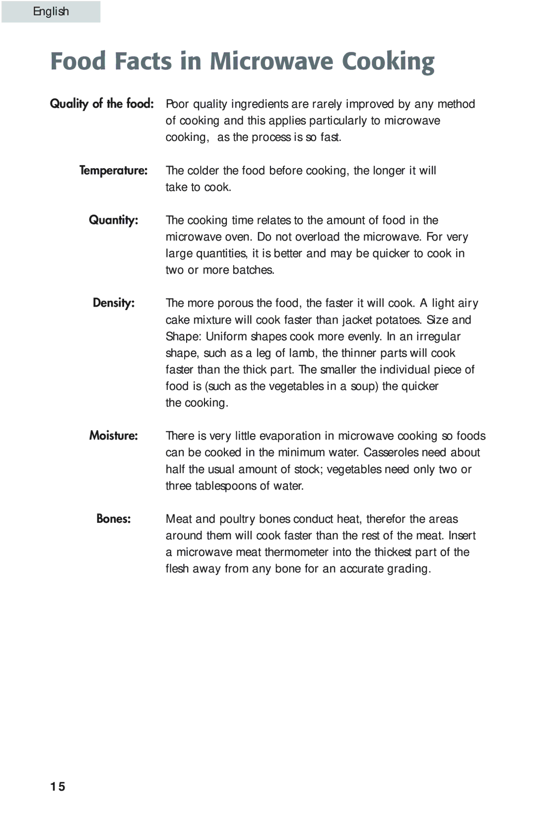 Haier MWG9077ESS user manual Food Facts in Microwave Cooking 