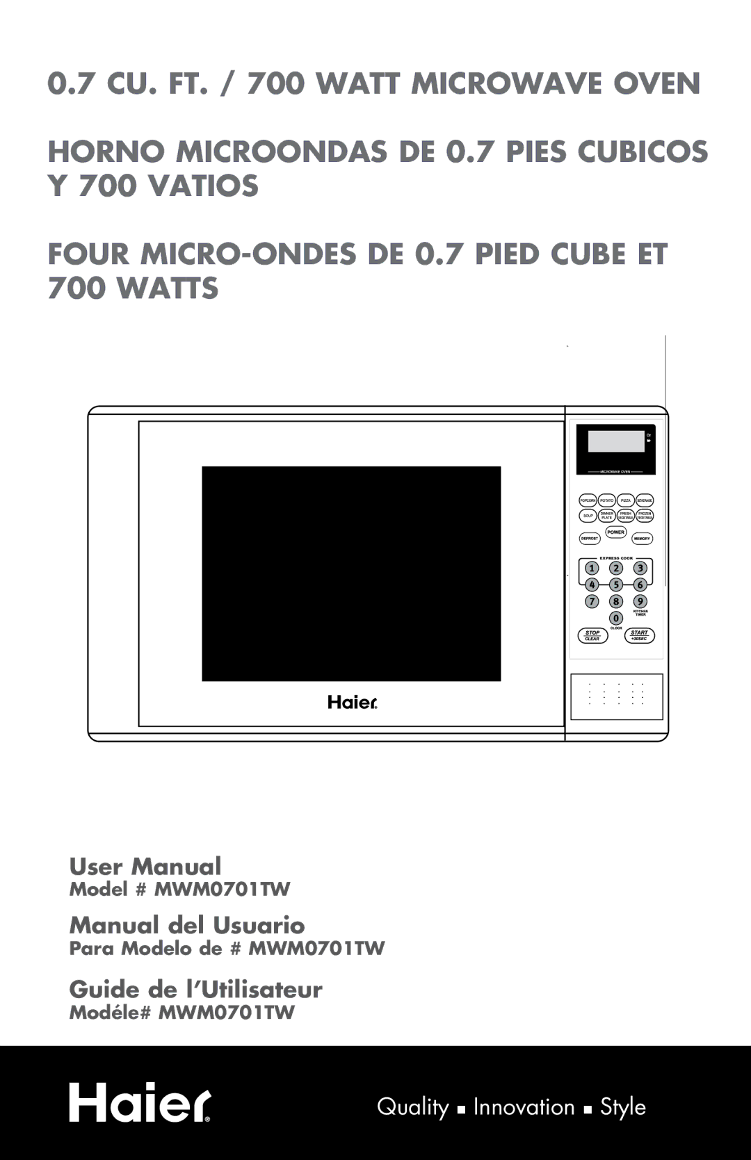 Haier MWM0701TB, MWM0701TW user manual Manual del Usuario 