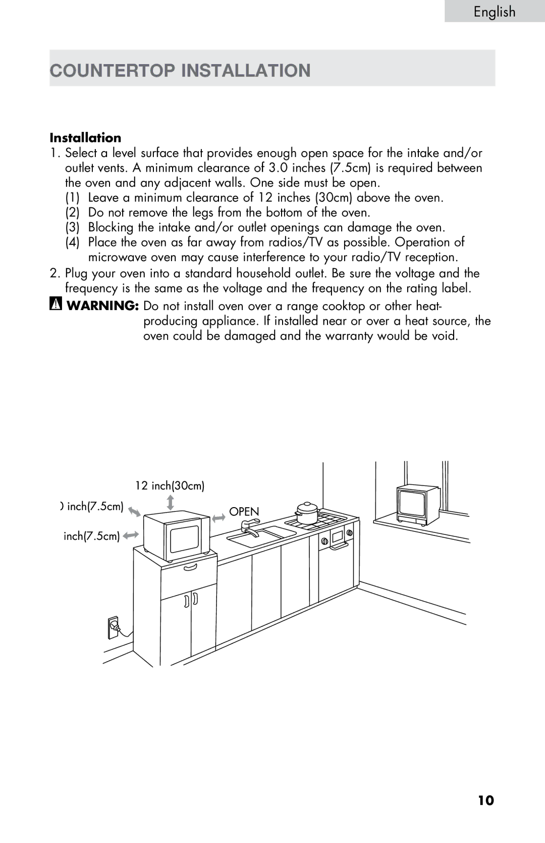 Haier MWM0701TB, MWM0701TW user manual Countertop Installation 