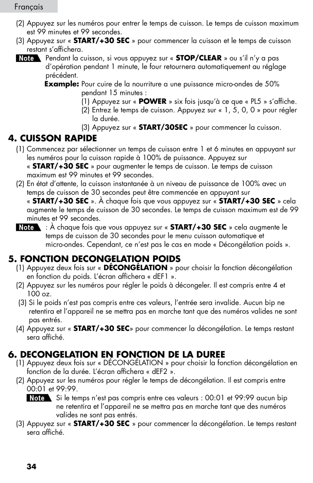 Haier MWM0701TB, MWM0701TW user manual Cuisson Rapide, Fonction Decongelation Poids, Decongelation EN Fonction DE LA Duree 