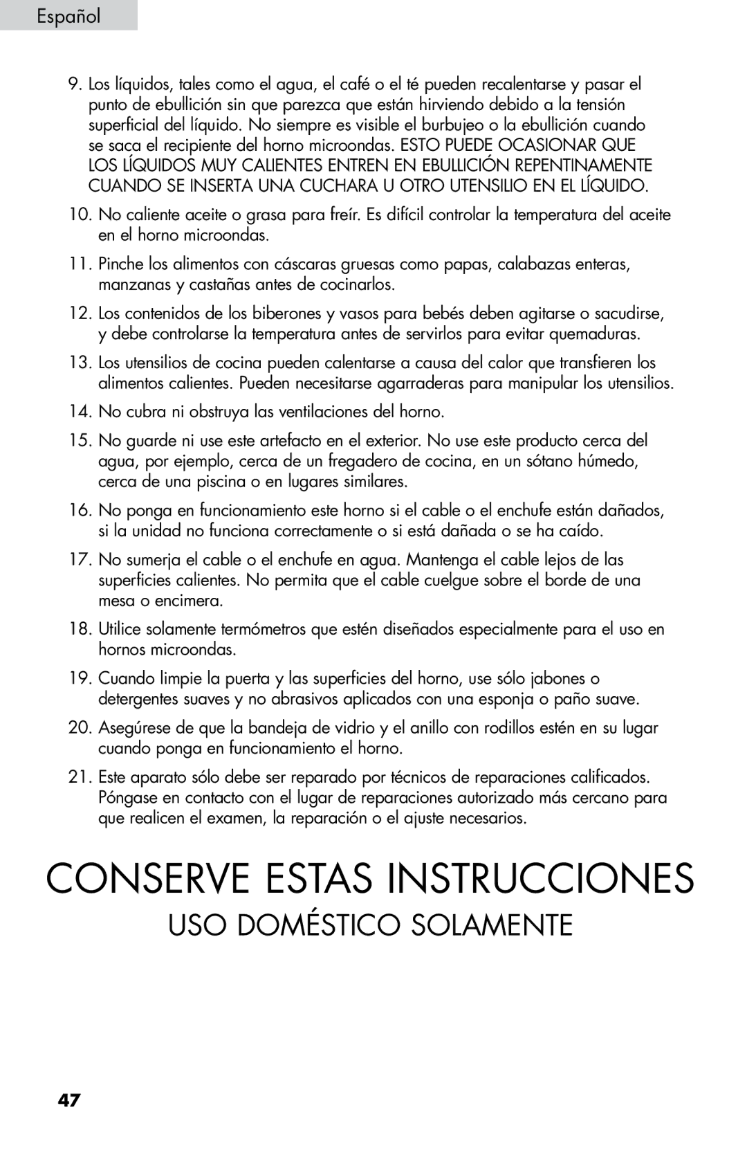 Haier MWM0701TW, MWM0701TB user manual Conserve Estas Instrucciones 