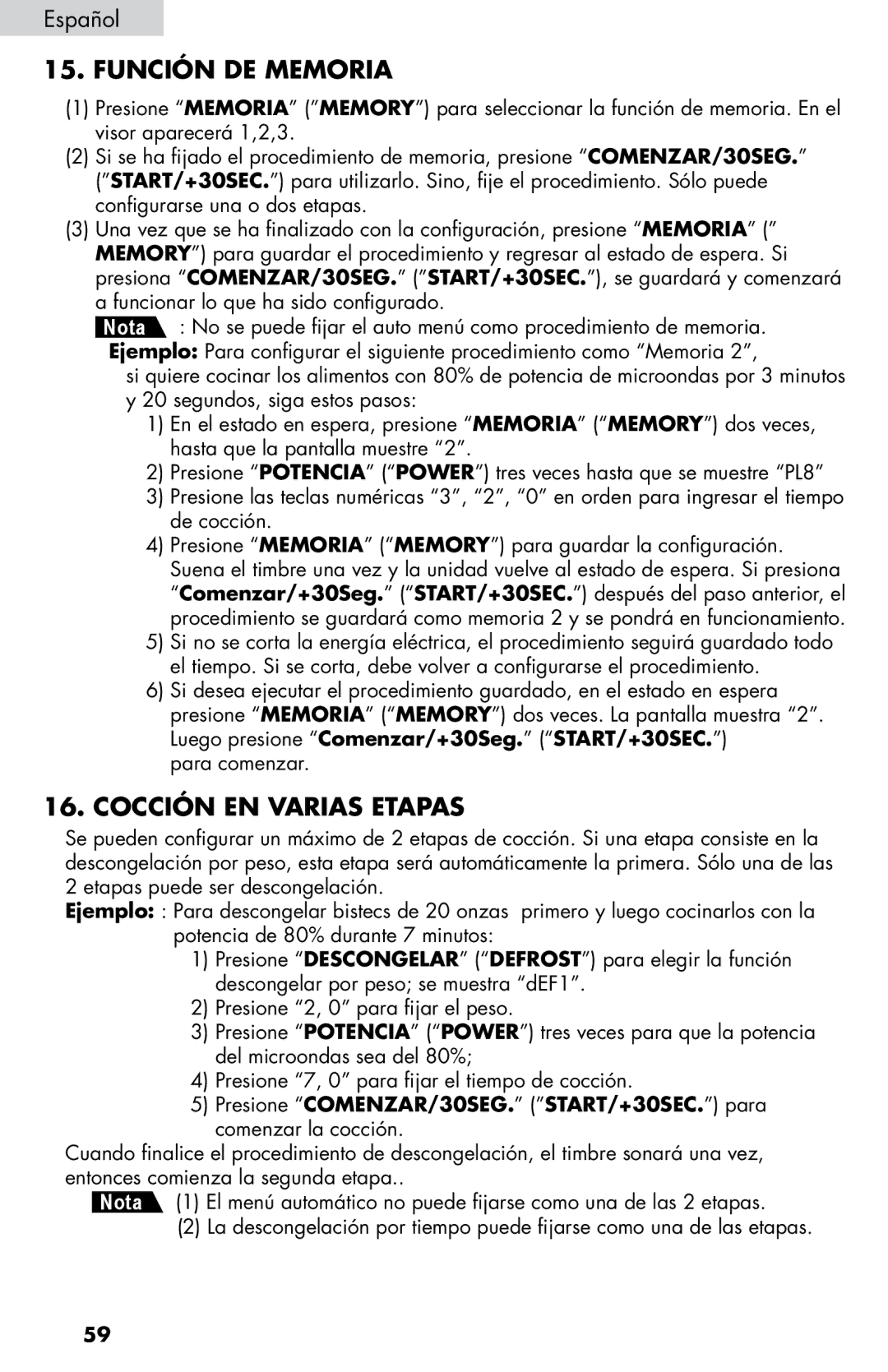 Haier MWM0701TW, MWM0701TB user manual Función DE Memoria, Cocción EN Varias Etapas 