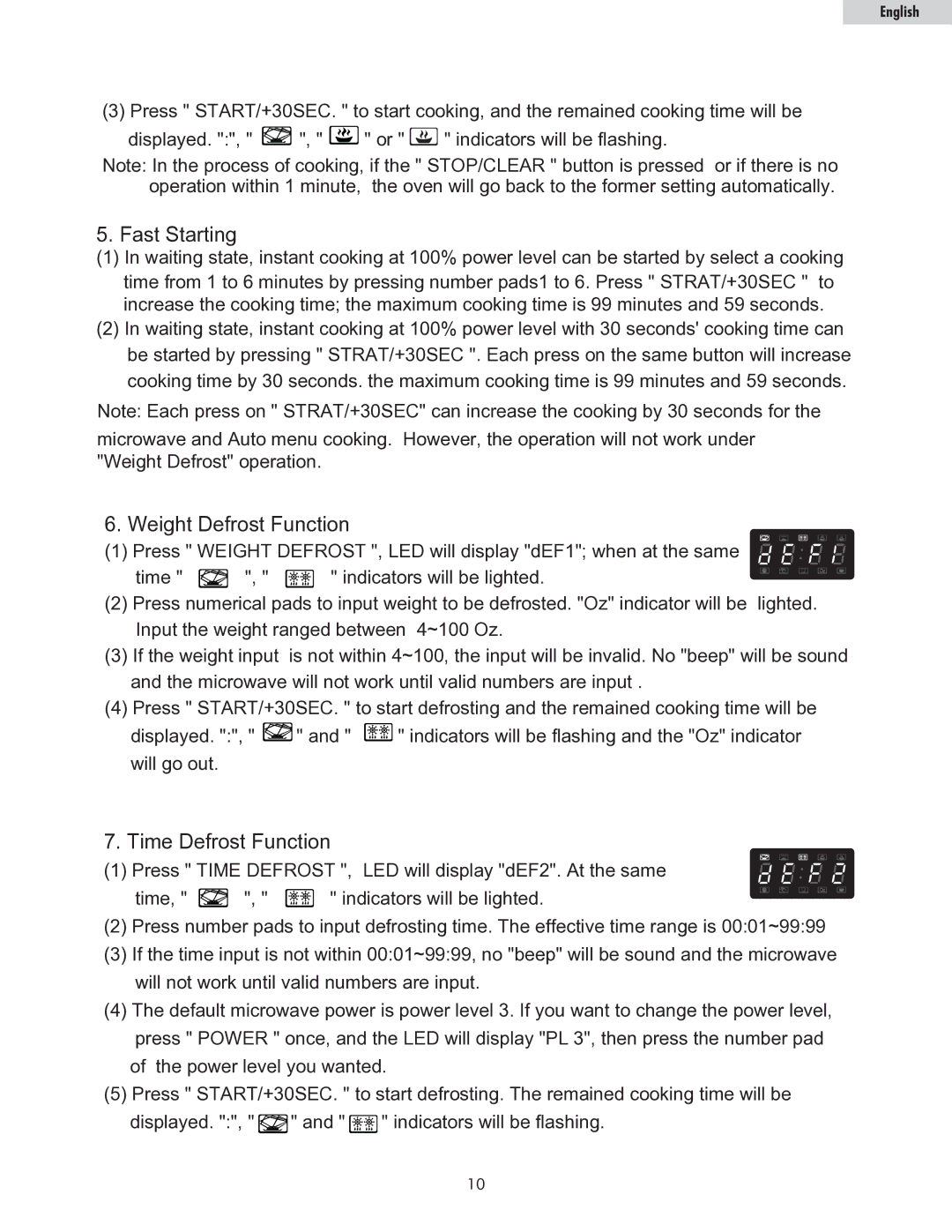 Haier MWM10100SS owner manual Fast Starting 