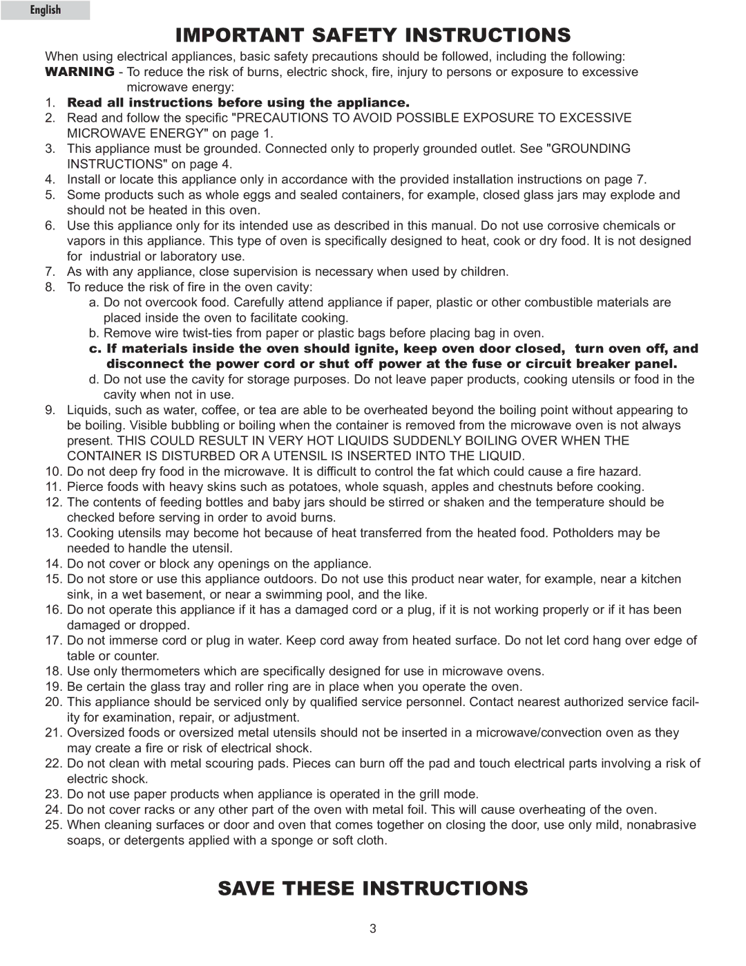 Haier MWM13110GSS owner manual Important Safety Instructions 