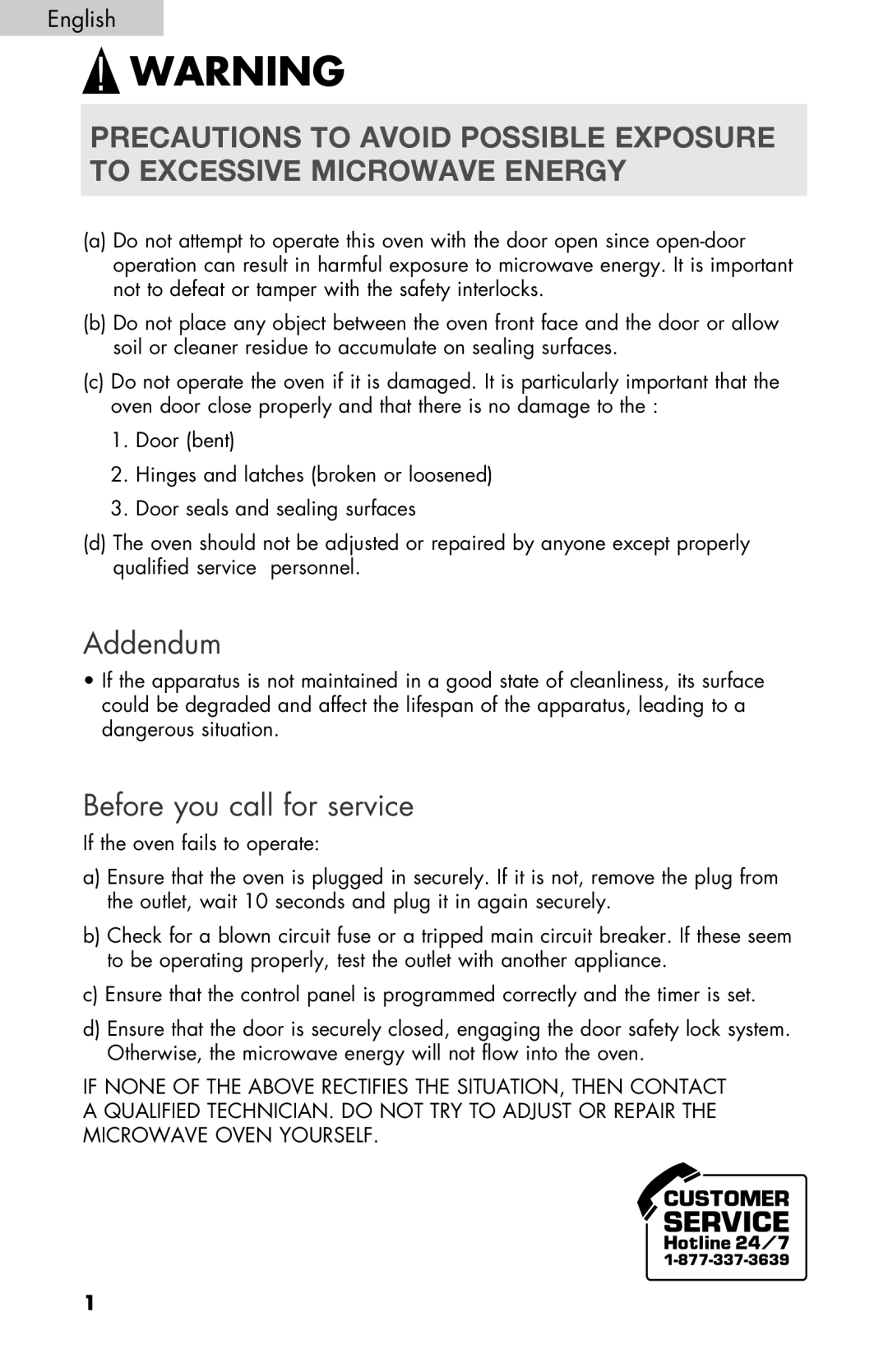 Haier MWM6600RW user manual Addendum 