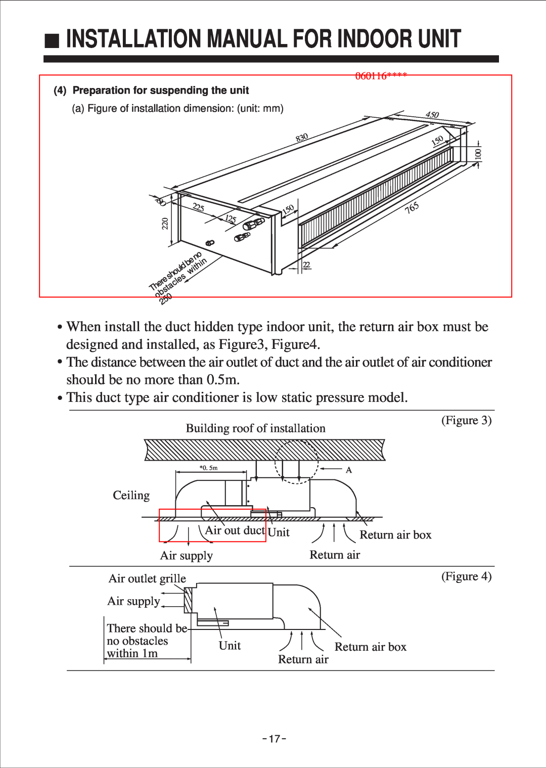 Haier No. 0010572410 installation manual Installation Manual For Indoor Unit, Building roof of installation 