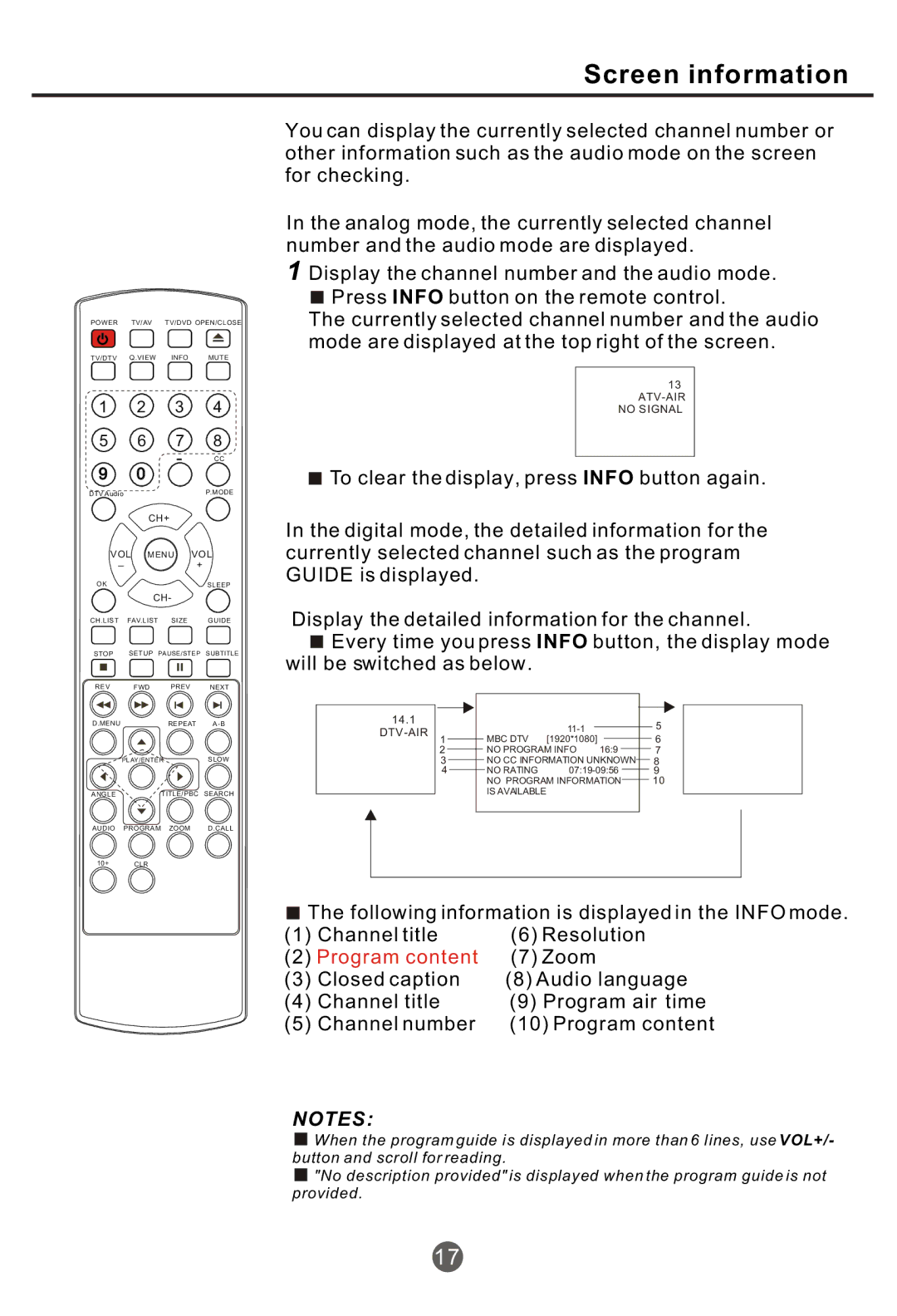 Haier NX-565 owner manual Screen information 