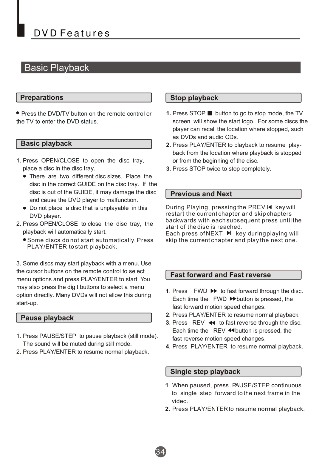 Haier NX-565 owner manual DVD Features 