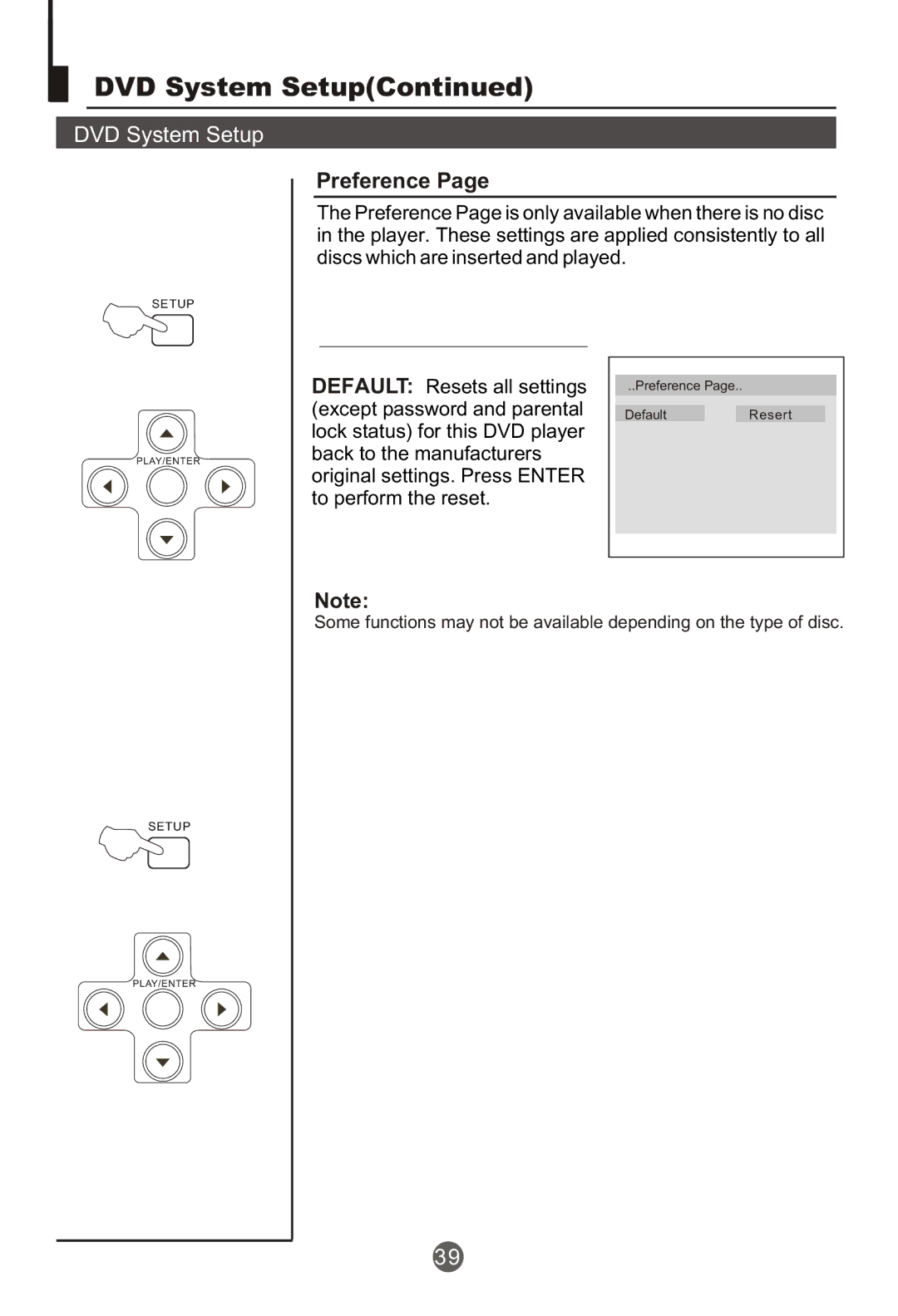 Haier NX-565 owner manual Preference 