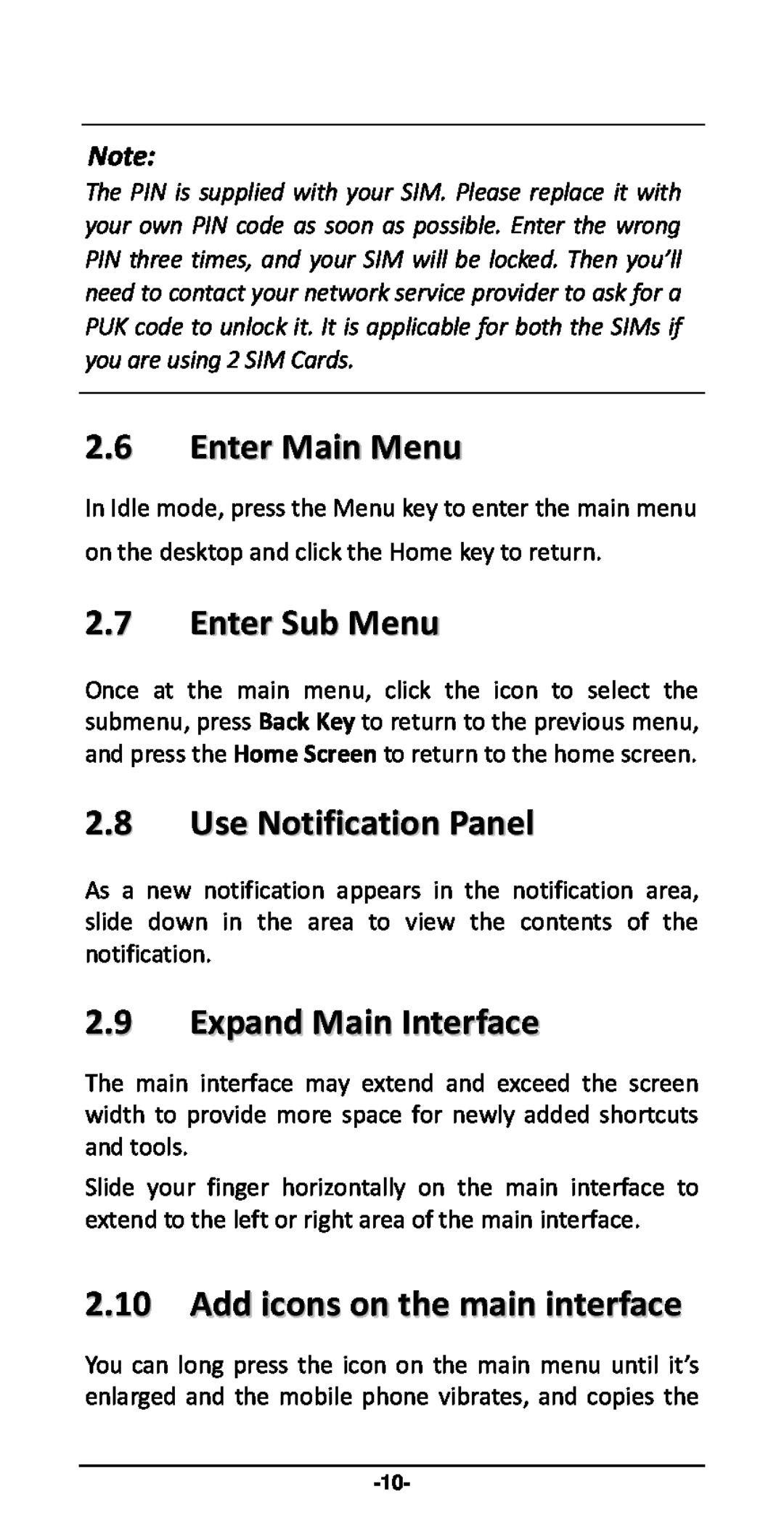 Haier P-867 user manual Enter Main Menu, Enter Sub Menu, Use Notification Panel, Expand Main Interface 