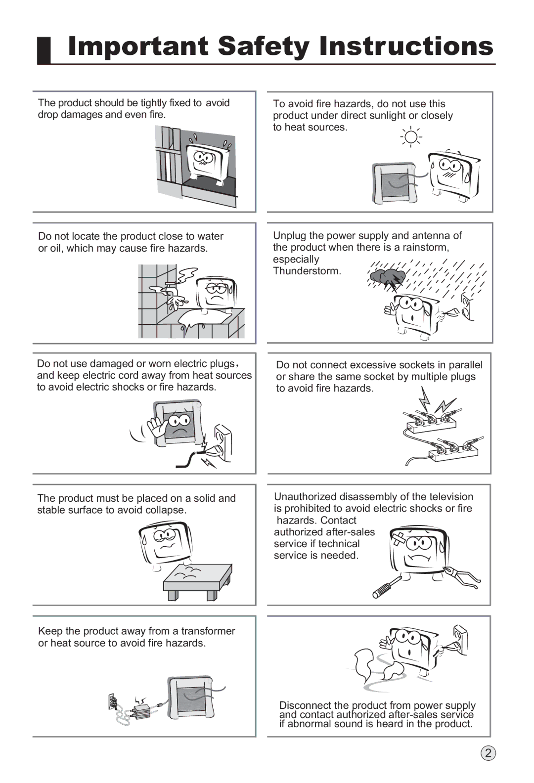 Haier P37K1, P50K1, P42K1 manual Important Safety Instructions 