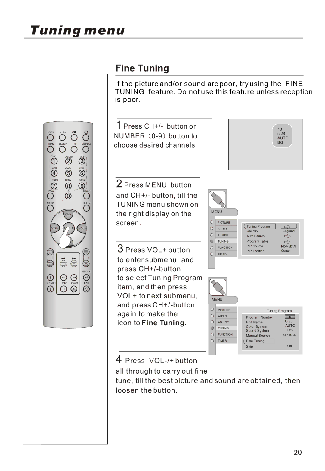 Haier P42A1-AKS owner manual Icon to Fine Tuning 