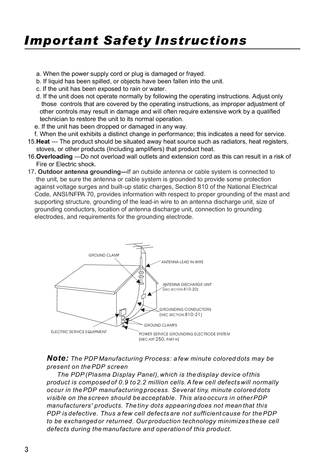 Haier P42A1-AKS owner manual Grounding Conductors 