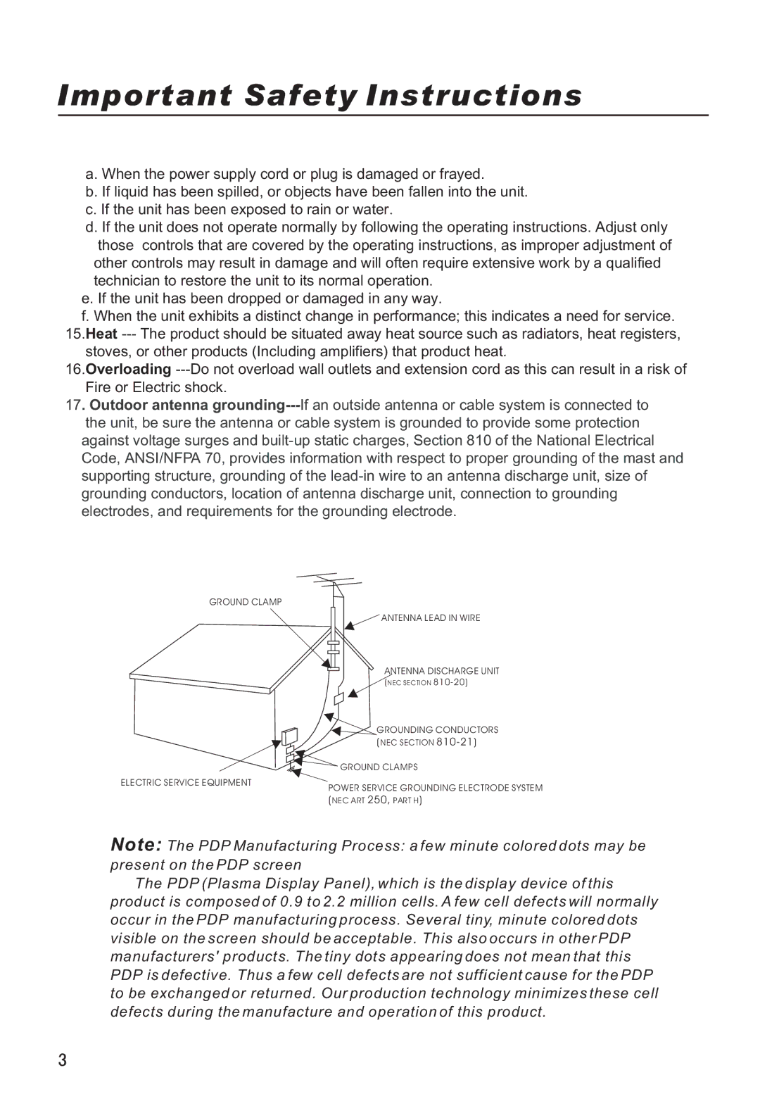 Haier P42A9-AKS owner manual Grounding Conductors 