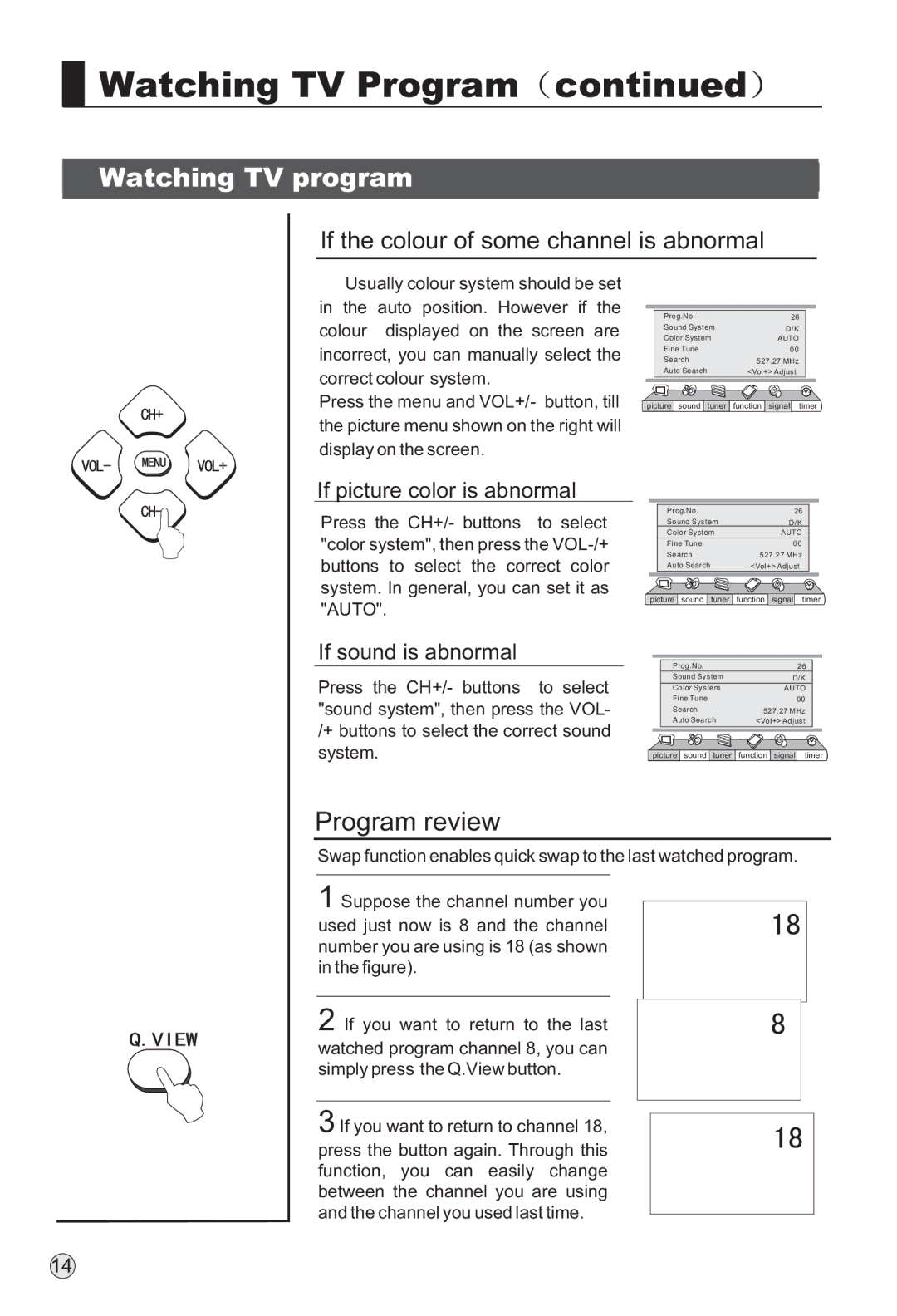 Haier P42S6A-C2 owner manual Program review, If the colour of some channel is abnormal 