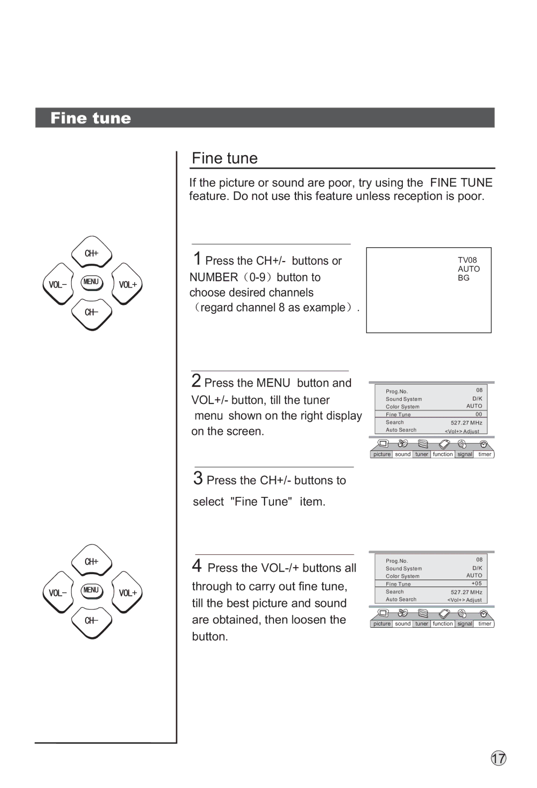 Haier P42S6A-C2 owner manual Fine tune 