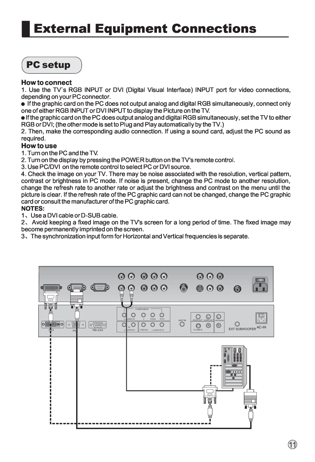 Haier P42SV6-C1 owner manual PC setup, External Equipment Connections, How to connect, How to use 