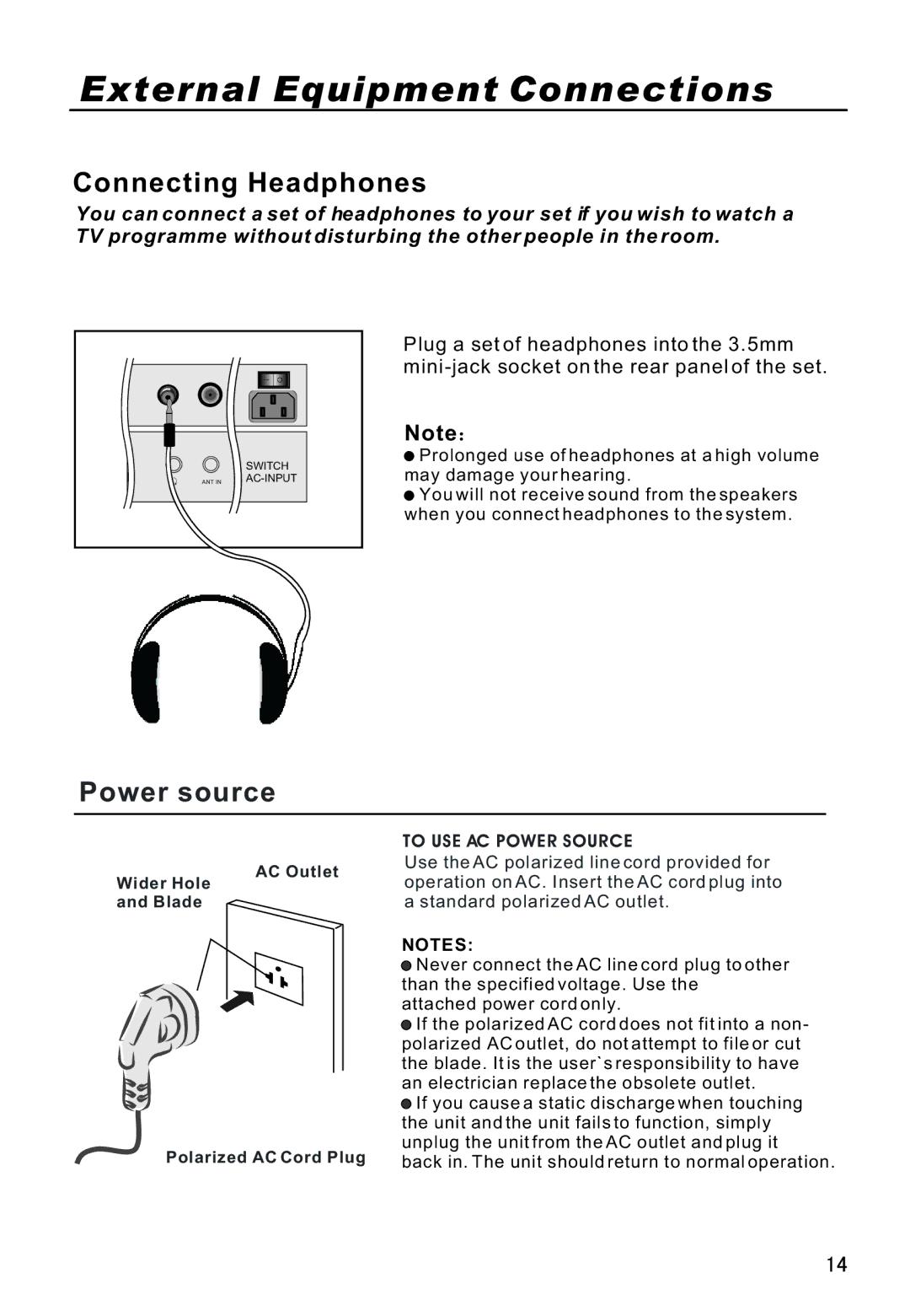 Haier P42LV6-T1, P50V6-A8 owner manual Connecting Headphones 