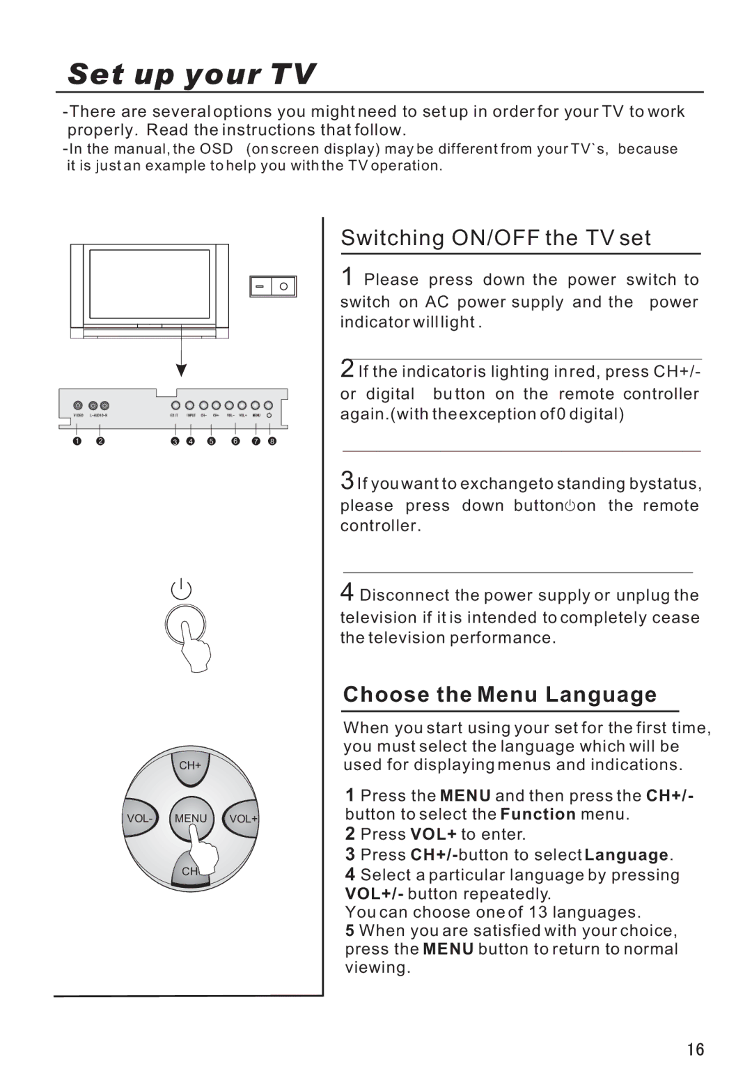 Haier P50V6-A8S owner manual Set up your TV, Choose the Menu Language 