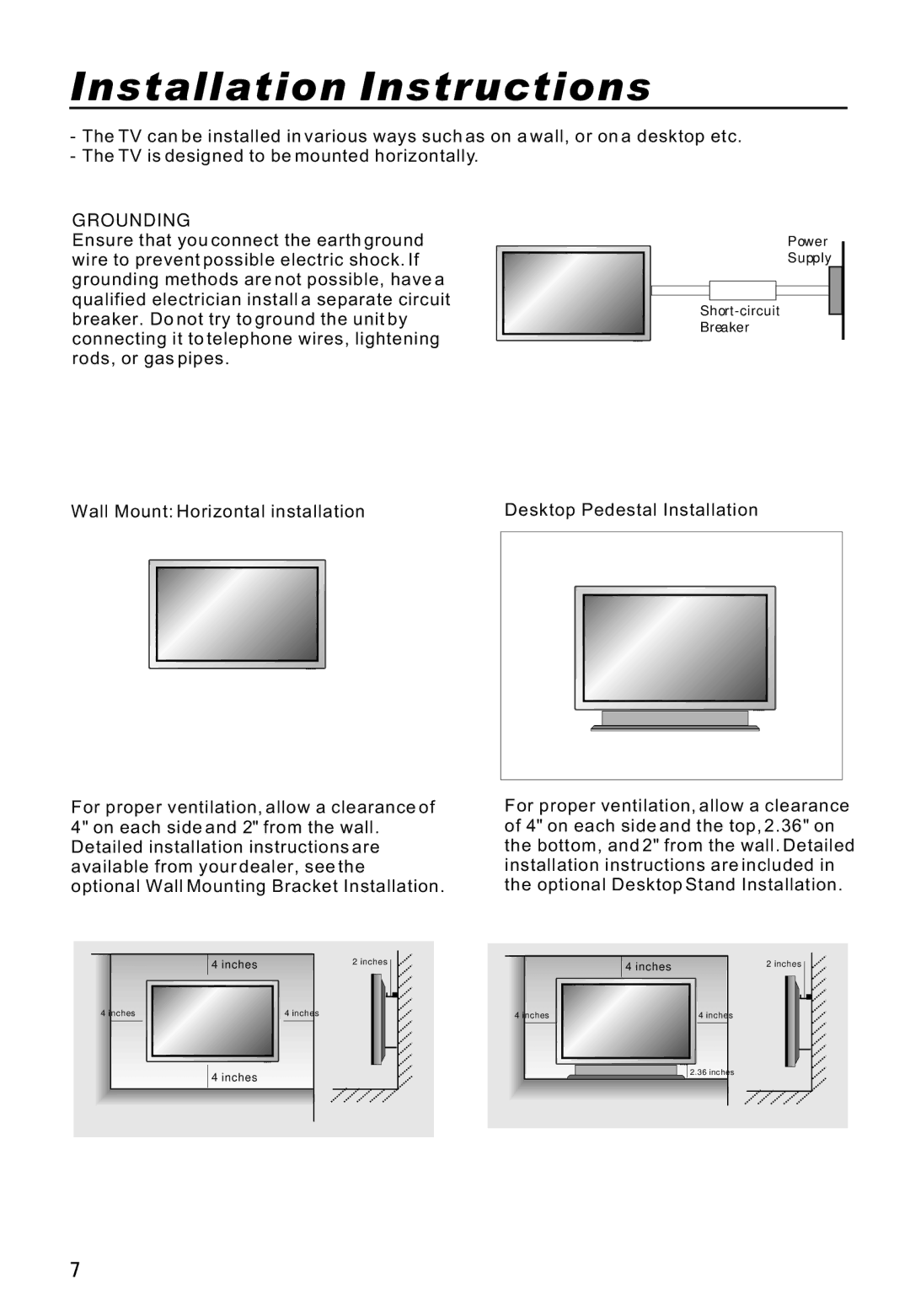 Haier P50V6-A8S owner manual Installation Instructions 