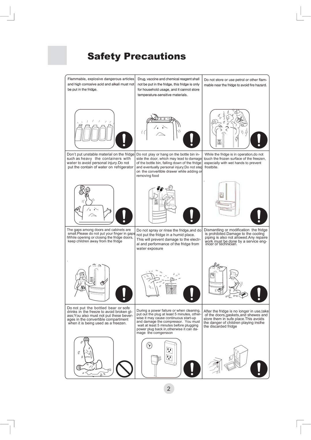 Haier RBFS21, PBFS21 warranty Safety Precautions 