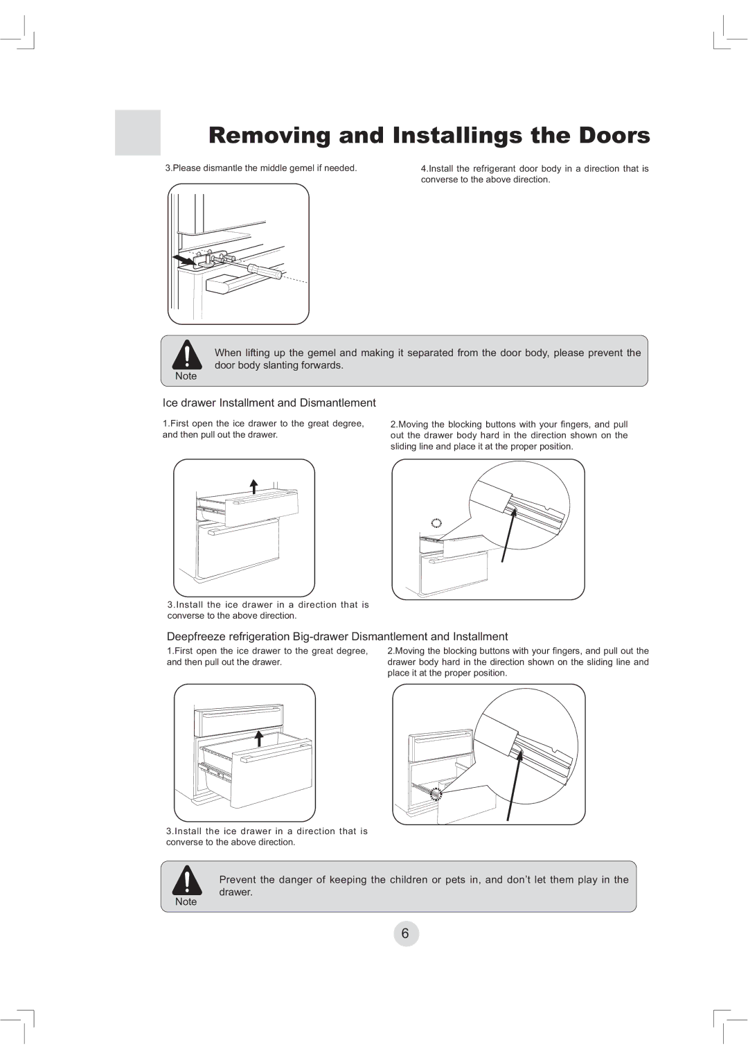 Haier RBFS21, PBFS21 warranty Ice drawer Installment and Dismantlement 