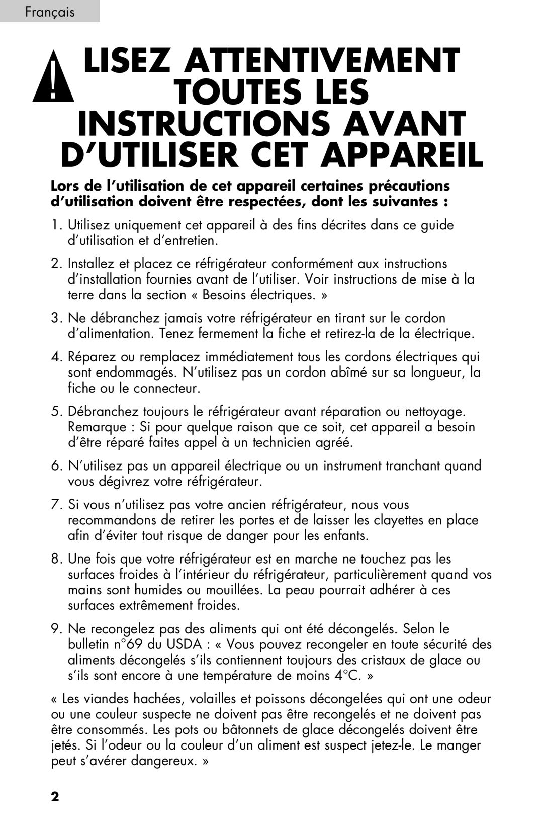 Haier PRFS25 user manual Français 