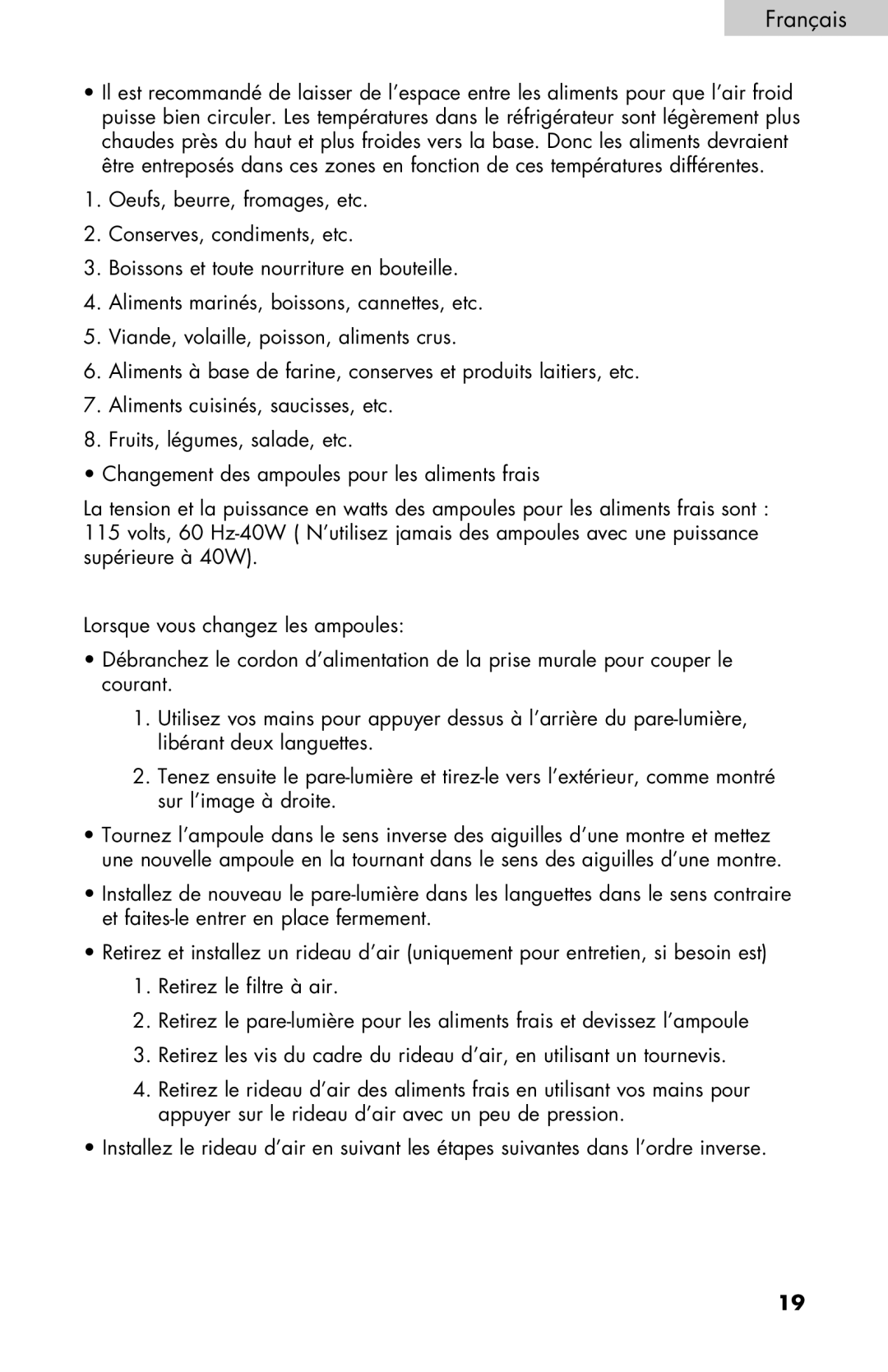 Haier PRFS25 user manual Français 