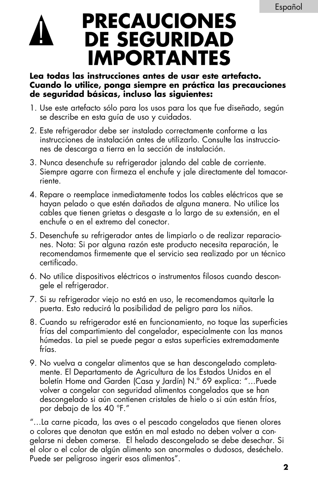 Haier PRFS25 user manual Precauciones DE Seguridad Importantes 