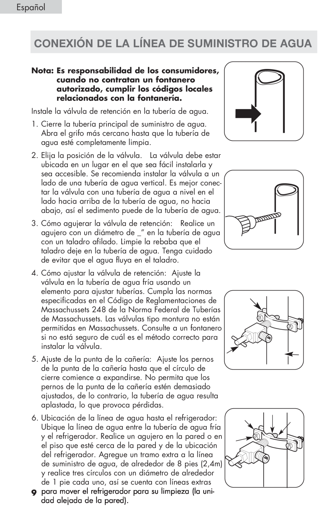 Haier PRFS25 user manual Conexión De La Línea De Suministro De Agua, Nota Es responsabilidad de los consumidores 