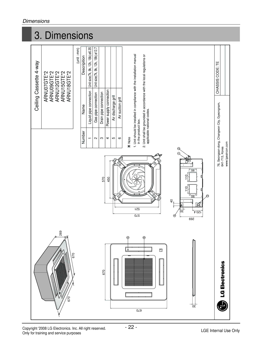 Haier R410A service manual Ceiling Cassette 4-way, ARNU07GTE*2 ARNU09GTE*2 ARNU12GTE*2 ARNU15GTE*2 ARNU18GTE*2 