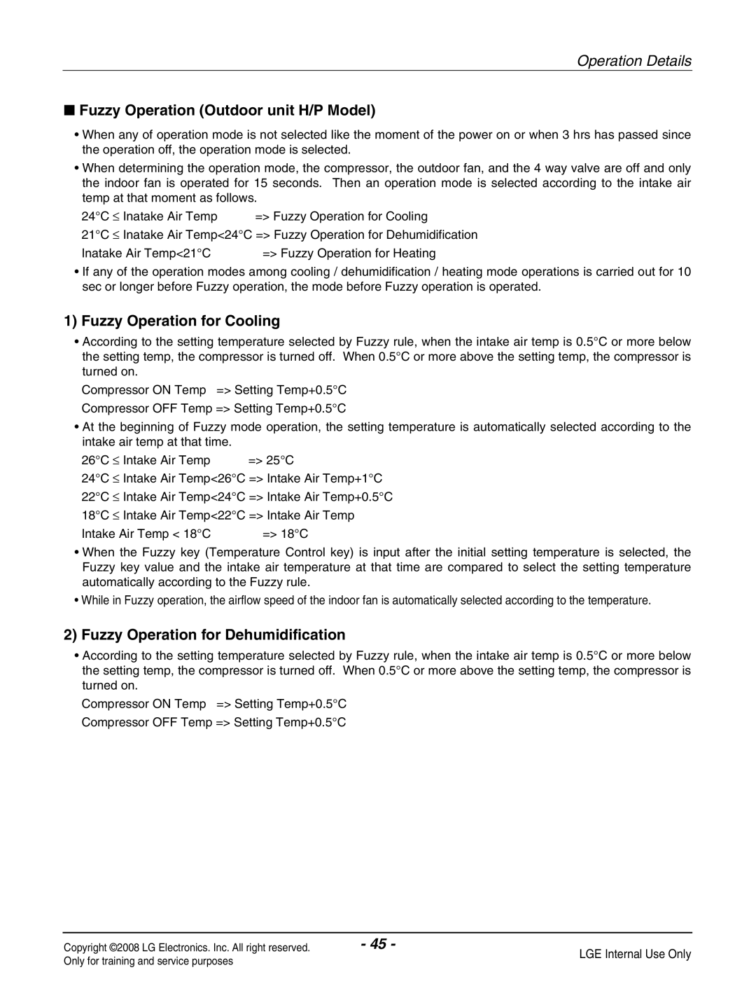 Haier R410A service manual Fuzzy Operation Outdoor unit H/P Model 