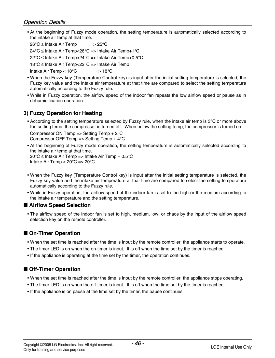 Haier R410A service manual Fuzzy Operation for Heating 