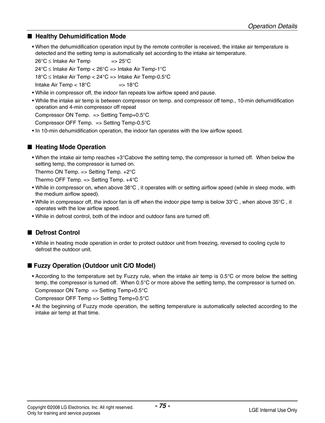 Haier R410A service manual Healthy Dehumidification Mode, Heating Mode Operation 