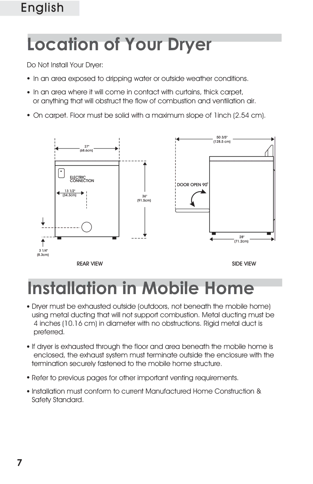 Haier CRDE400AW, CRDE200AW user manual Location of Your Dryer 