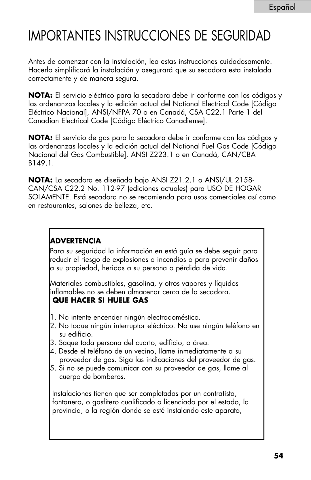 Haier RDE/RDG 350AW user manual Importantes Instrucciones DE Seguridad 