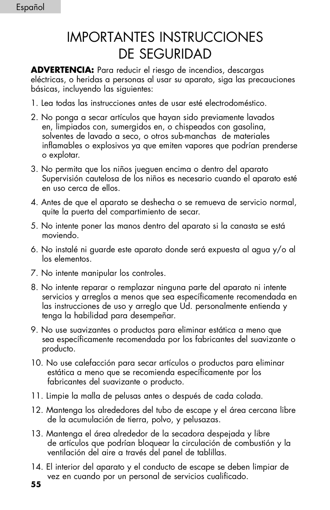 Haier RDE/RDG 350AW user manual Importantes Instrucciones De seguridad 