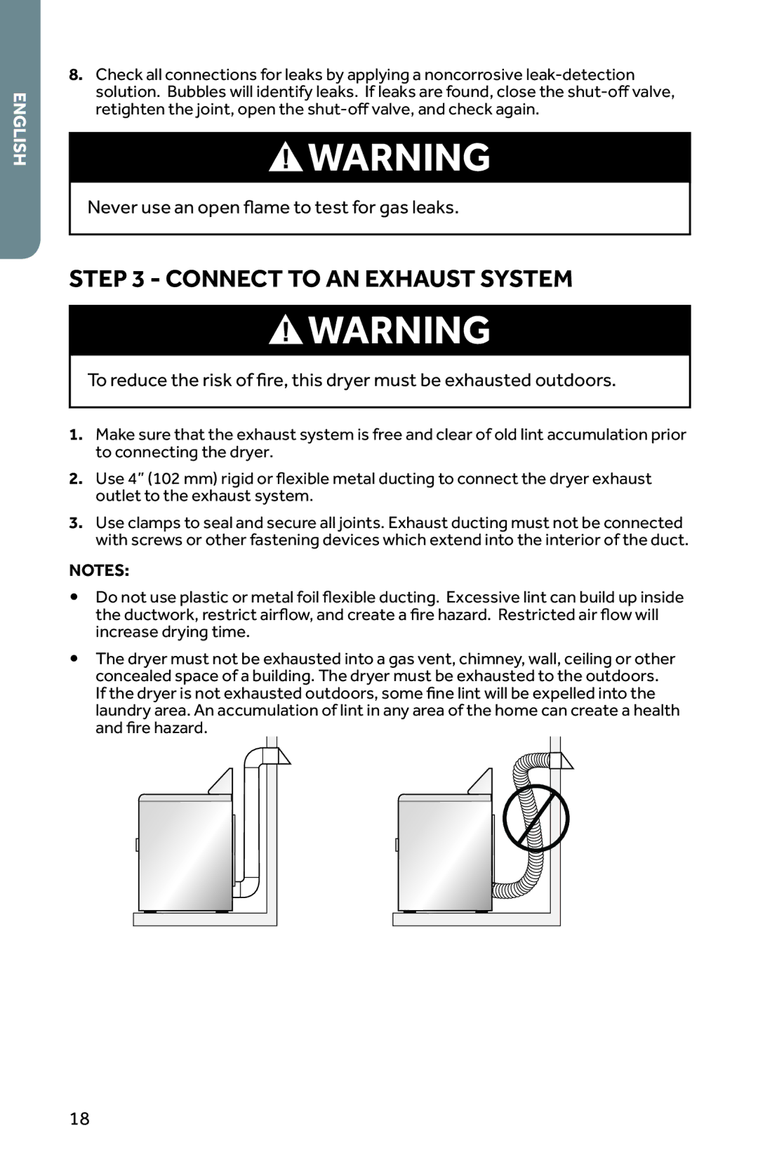 Haier RDG350AW, CRDE350AW user manual Connect to AN Exhaust System 