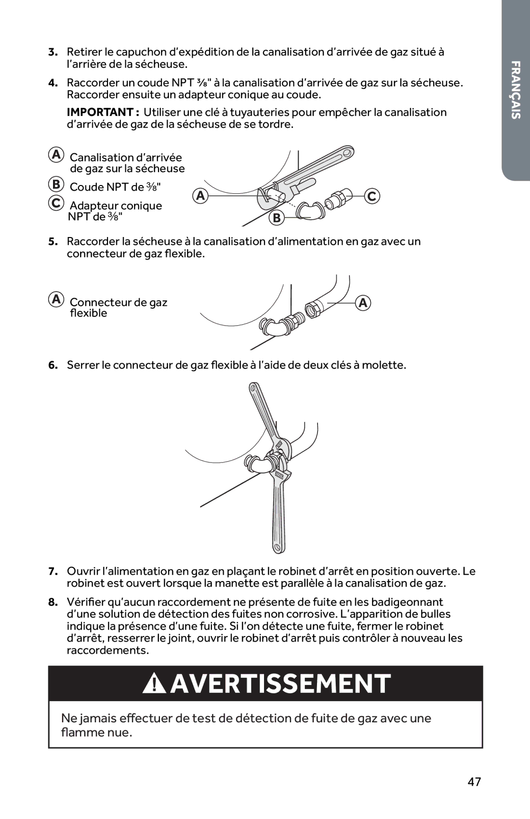 Haier RDG350AW, CRDE350AW user manual Avertissement 