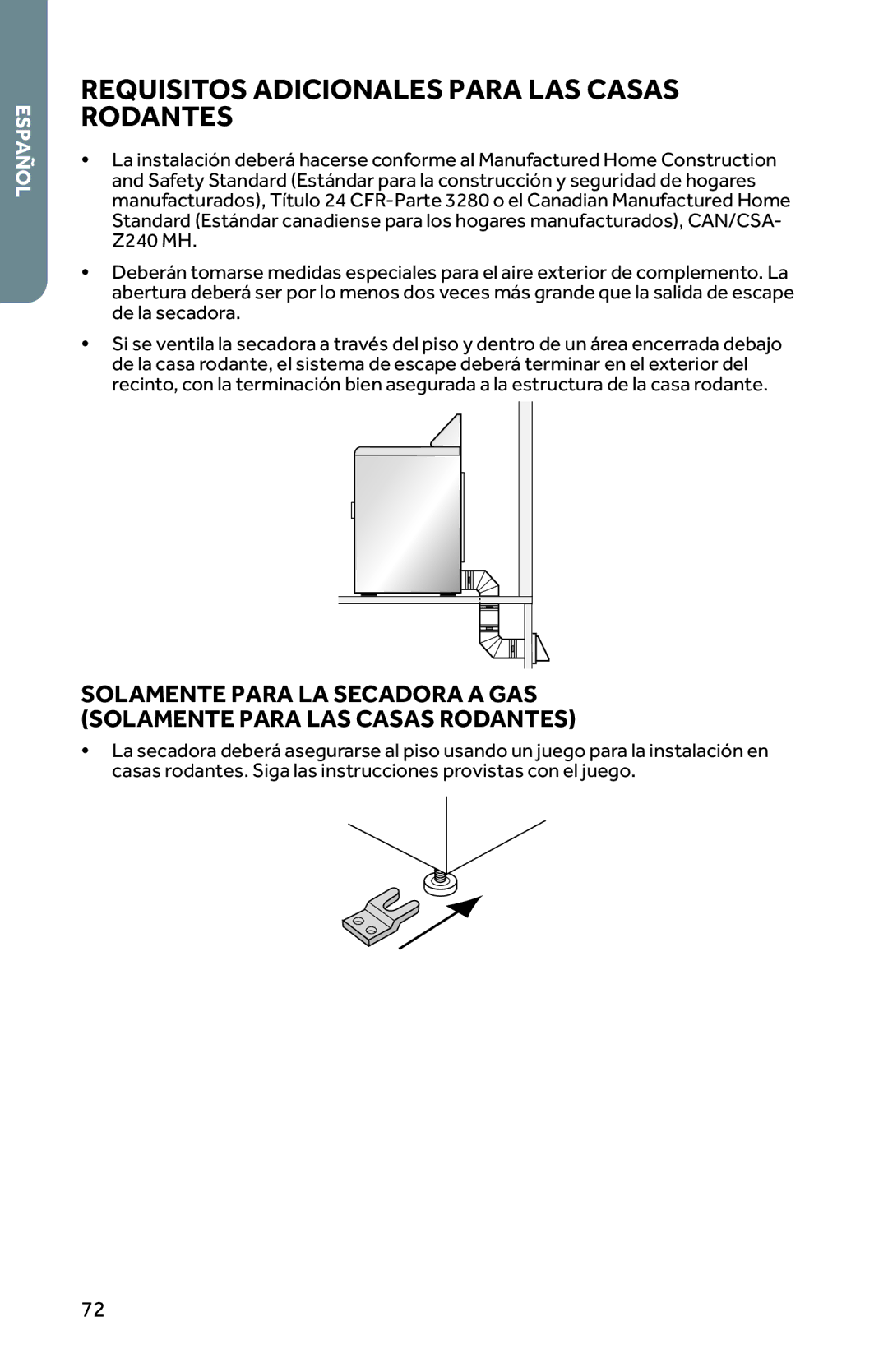 Haier RDG350AW, CRDE350AW user manual Requisitos Adicionales Para LAS Casas Rodantes 