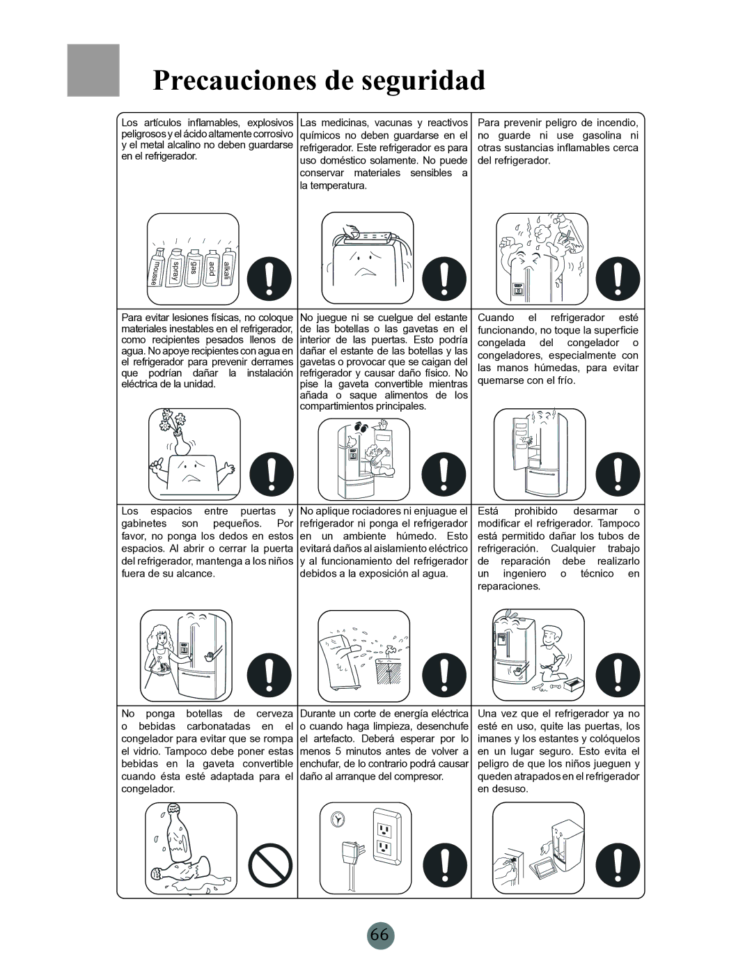 Haier PRCS25ED, PRCS25SD, RRCS25TD warranty Dañar el estante de las botellas y las 